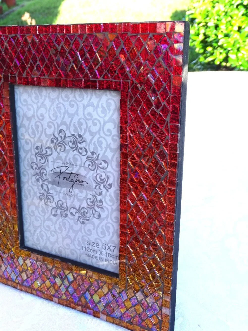 Portofino Red/Orange/Yellow Glass Picture Frame Holds 5